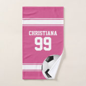 Rosa und weiße Streifen Jersey Fußballball Badhandtuch Set (Handtuch)