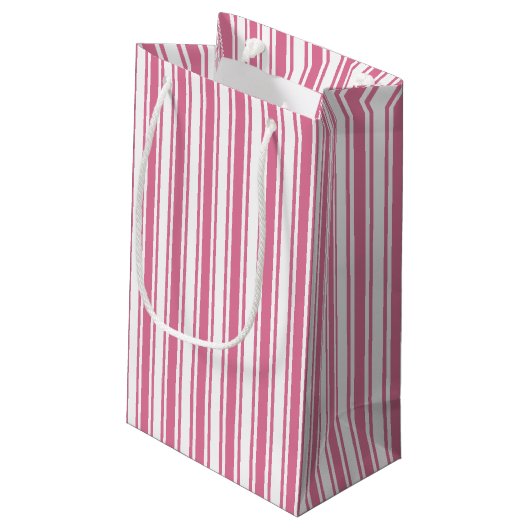 Rosa und weiße Streifen Kleine Geschenktüte (Rückseite Schrägansicht)