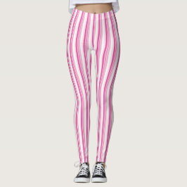 Rosa und weiße Streifen Leggings