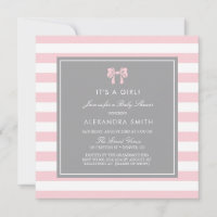 Rosa und weiße Streifen mit Bow Baby Dusche