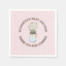 Rosa und weiße Streifen mit Mason Jar Babydusche Serviette