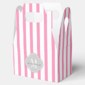 Rosa und weiße Streifen mit Monogramm Geschenkschachtel (Geöffnet)