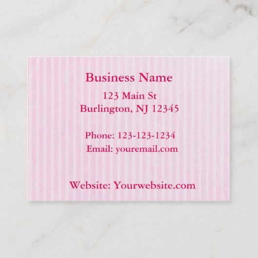 Rosa und weiße Streifen mit rosa Bauch und Glitzer Terminkarte (Rückseite)