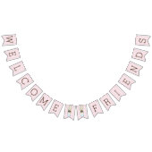 Rosa und weiße Streifen mit Weckglas-Babyparty Wimpelkette (Alle)