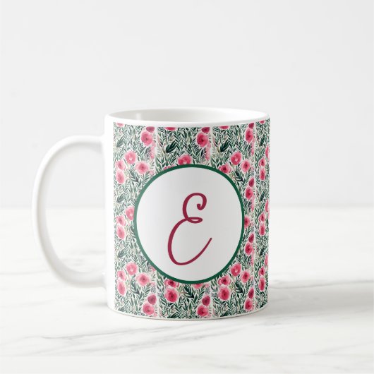Rosa und weiße Streifen, monogramm Kaffeetasse (Links)