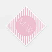 Rosa und weiße Streifen Monogramm Papier Napkins Serviette (Ecke)