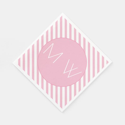 Rosa und weiße Streifen Monogramm Papier Napkins Serviette (Ecke)