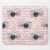 Rosa und weiße Streifen Mousepad (Vorne)