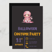 Rosa und weiße Streifen Mummy Black Halloween Einladung (Vorne/Hinten)