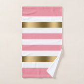 Rosa und weiße Streifen Muster Goldakzente Badhandtuch Set (Handtuch)