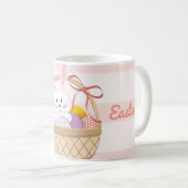 Rosa und weiße Streifen Osterhase im Korb Kaffeetasse (VorderseiteRechts)