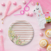 Rosa und weiße Streifen Pappteller (Party)