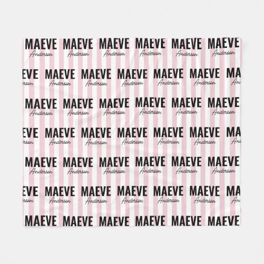 Rosa und weiße Streifen personalisiert, modern und Fleecedecke (Vorderseite (Horizontal))