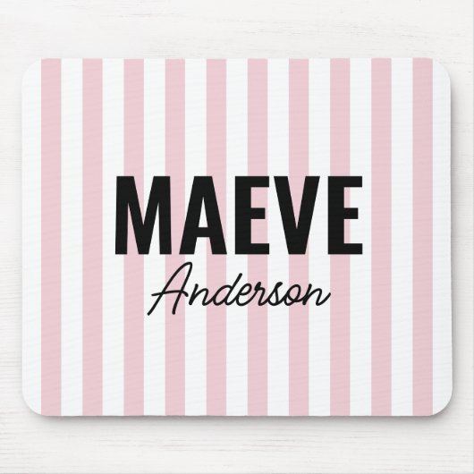Rosa und weiße Streifen personalisiert, modern und Mousepad (Vorne)