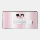 Rosa und weiße Streifen personalisiert, modern und Schreibtischunterlage (Tastatur & Maus)