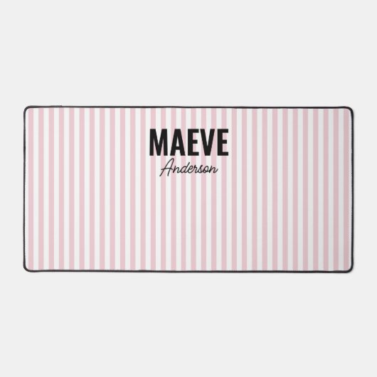 Rosa und weiße Streifen personalisiert, modern und Schreibtischunterlage (Vorderseite)