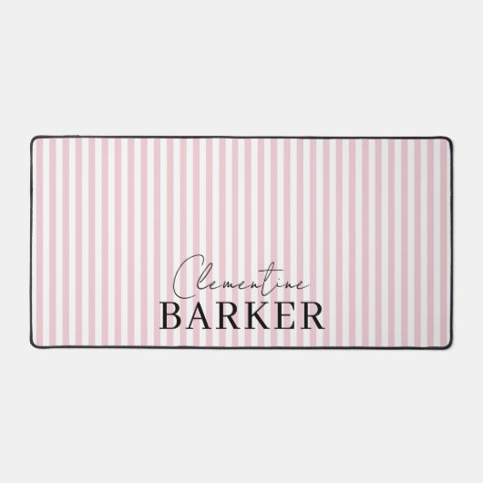 Rosa und weiße Streifen personalisiert, modern und Schreibtischunterlage (Vorderseite)