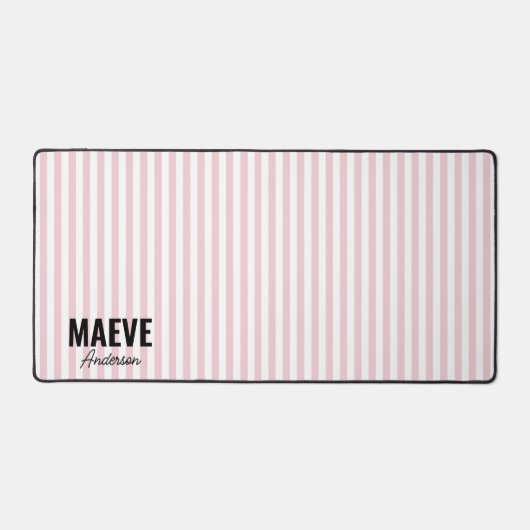 Rosa und weiße Streifen personalisiert, modern und Schreibtischunterlage (Vorderseite)