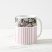 Rosa und weiße Streifen personalisiert modernes Fo Kaffeetasse (VorderseiteRechts)
