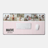 Rosa und weiße Streifen personalisiert modernes Fo Schreibtischunterlage (Tastatur & Maus)