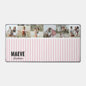 Rosa und weiße Streifen personalisiert modernes Fo Schreibtischunterlage (Vorderseite)