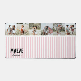 Rosa und weiße Streifen personalisiert modernes Fo Schreibtischunterlage