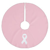 Rosa und weiße Streifen Polyester Weihnachtsbaumdecke (Vorderseite)