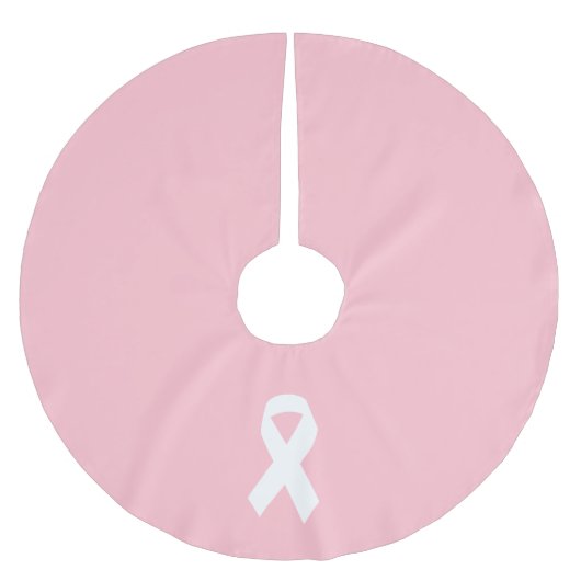 Rosa und weiße Streifen Polyester Weihnachtsbaumdecke (Vorderseite)