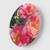 Rosa und weiße Streifen Rose Blumenstrauß Große Wanduhr (Winkel)