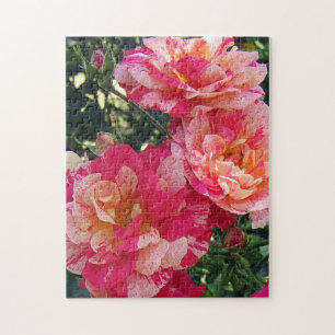 Rosa und weiße Streifen Rose Blumenstrauß Puzzle