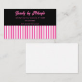 Rosa und weiße Streifen Schönheitssalon Visitenkarte (Vorne/Hinten)