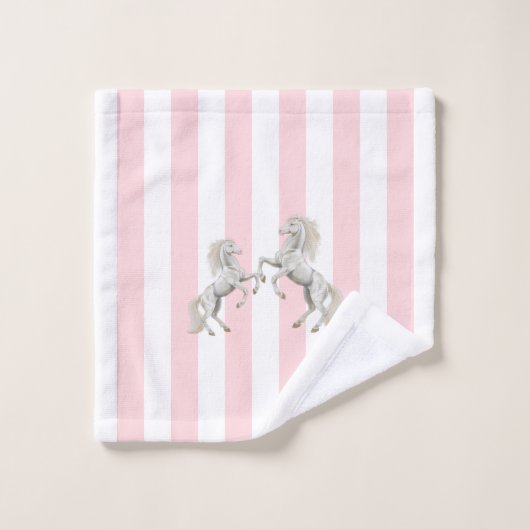 Rosa und weiße Streifen - Set Handtuch (Waschlappen)