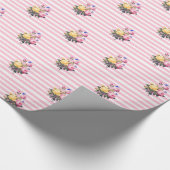 Rosa und weiße Streifen Shabby Blues Chic Gift Wra Geschenkpapier (Ecke)