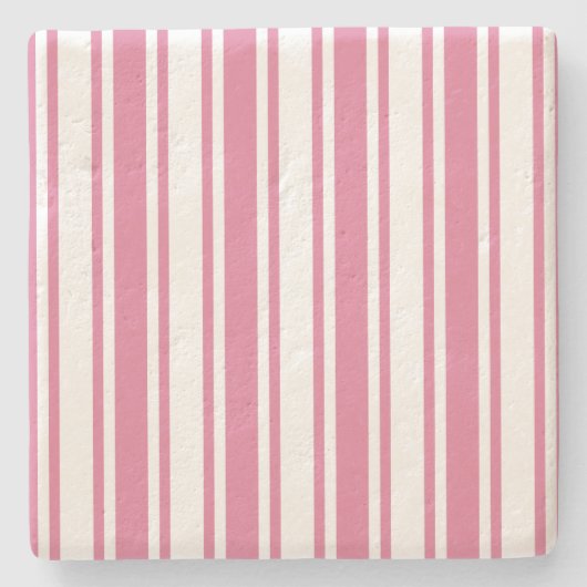 Rosa und weiße Streifen Steinuntersetzer (Vorderseite)