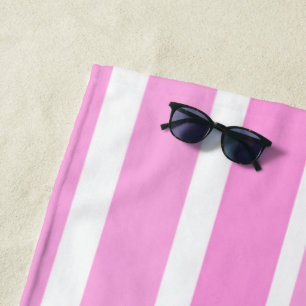 Rosa und weiße Streifen Strandtuch