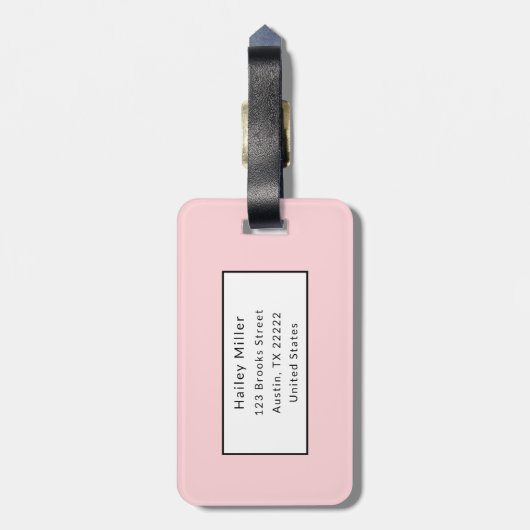 rosa und weiße Streifen trendy monogram Gepäckanhänger (Rückseite vertikal)