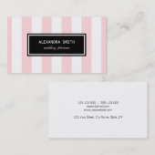 Rosa und weiße Streifen Visitenkarte (Vorne/Hinten)