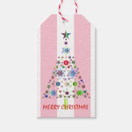Rosa und weiße Streifen Weihnachtsgrüße Geschenkanhänger