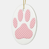 Rosa und weiße Tartan Dose Pfosten drucken Keramik Ornament (Links)