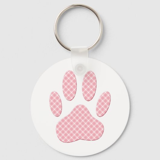 Rosa und weiße Tartan Dose Pfosten drucken Schlüsselanhänger (Vorderseite)