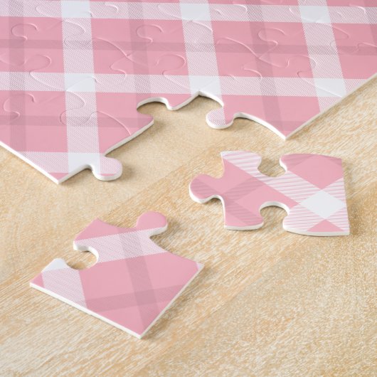 rosa und weiße Tartanmuster Puzzle (Seite)