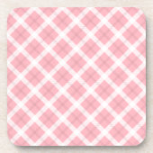 rosa und weiße Tartanmuster Untersetzer (Vorderseite)