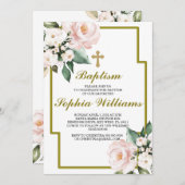 Rosa und weiße Taufe İnvitation Einladung (Vorne/Hinten)