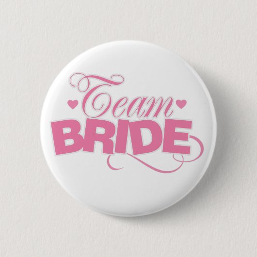 Rosa und weiße Team-Braut Button (Vorderseite)