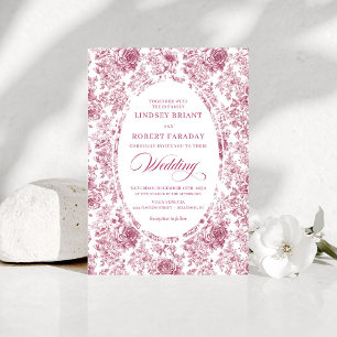 Rosa und weiße Toile-Rosen Hochzeitseinladung Einladung