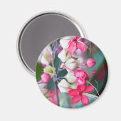 Rosa und weiße tropische Blume Magnet (Vorderseite/Rückseite)