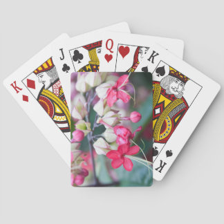 Rosa und weiße tropische Blume Spielkarten