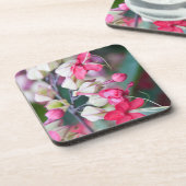 Rosa und weiße tropische Blume Untersetzer (Linke Seite)