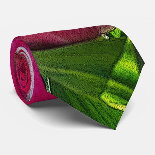 Rosa und weiße Tulpen Painterly Neck Krawatte (Gerollt)