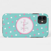 Rosa und weiße Tupfen Case-Mate iPhone Hülle (Rückseite (Horizontal))